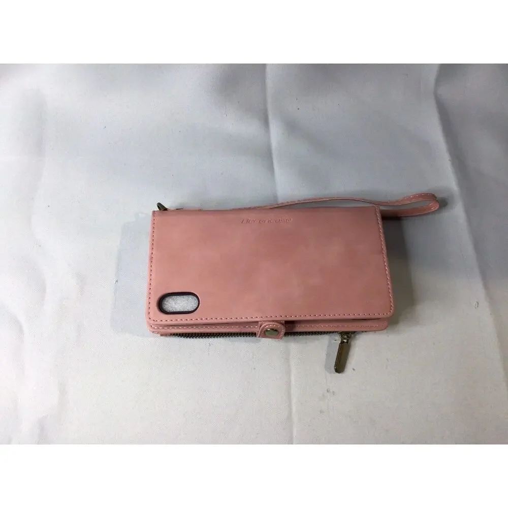 Defencase Compatible with iPhone Xs MAX Case Wallet with RFID Blocking Rose Pink